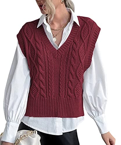Lueluoye Women's V-Neck Sleeveless Knit Sweater Vest