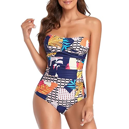 Smismivo Women's Strapless Tummy Control One-Piece Swimsuit