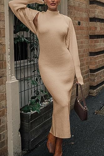 PRETTYGARDEN Women's Fall Bodycon Tank Sweater & Long Sleeve Cardigan Sets