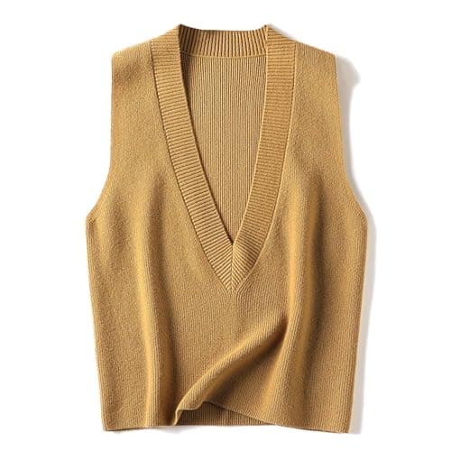 Wowcarbazole Women's V-Neck Sleeveless Knitwear Trendy Fall 2024