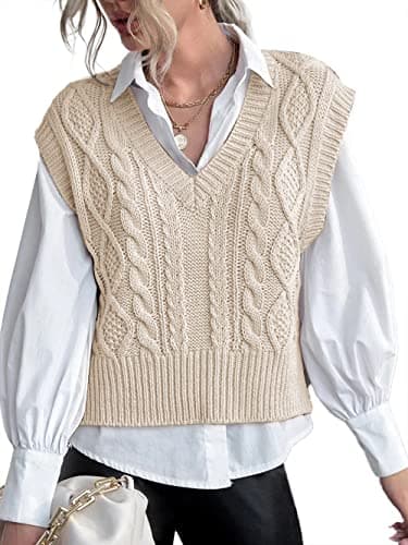 Jumppmile Women's V-Neck Sleeveless Pullover Crop Sweater Vest