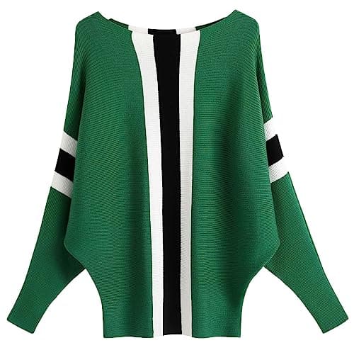 FULIER Women Oversized Batwing Sleeve Knitted Sweater Top