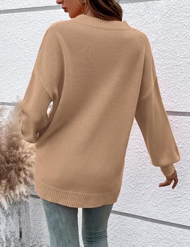 Libsorge Women's Oversized Crewneck Pocket Pullover Sweater