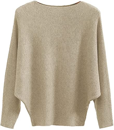 FULIER Women Oversized Batwing Sleeve Knitted Sweater Top