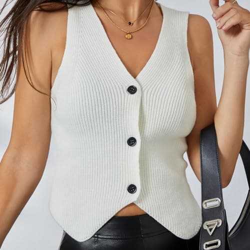 Usweetie Women's Sleeveless V-Neck Knit Sweater Vest