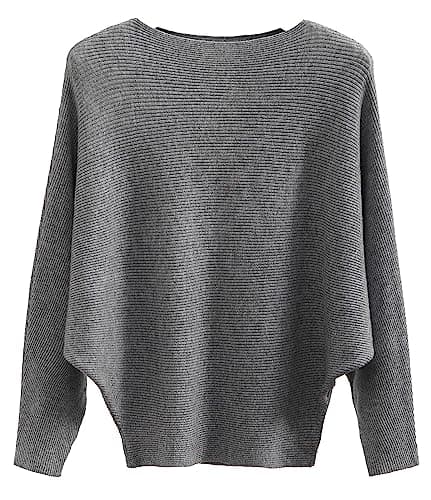 FULIER Women Oversized Batwing Sleeve Knitted Sweater Top