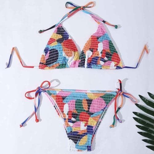 Plus Size Women's Sparkle Tie-Thong High-Waisted Swimwear