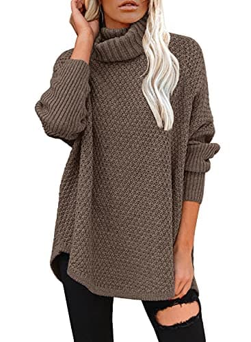 DOROSE Women's Oversized Turtleneck Long Sleeve Knit Tunic Sweater