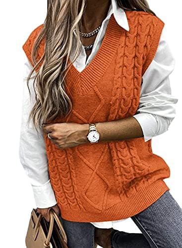 Yousify Women's Cable Knit Oversize Sleeveless Sweater Vest