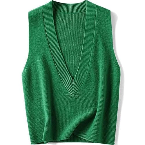 ZUEVI Women's V-Neck Crop Knit Sweater Vest Casual Trendy