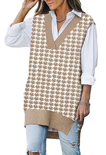 Viottiset Women's Oversized V-Neck Knit Sweater Vest