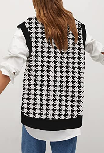 Viottiset Women's Houndstooth Oversized Sweater Vest