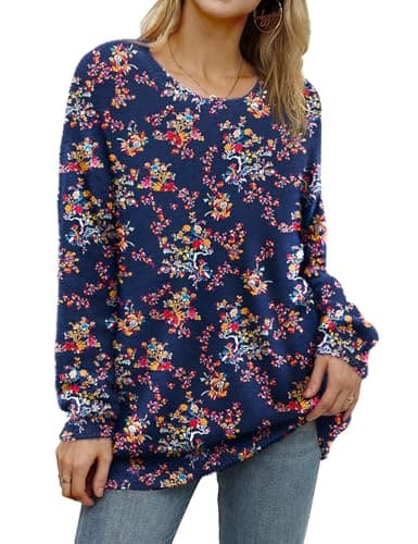 YESNO Women's Oversized Christmas Sweater with Graphic Print Casual Loose Knit Top S01