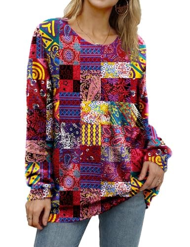 YESNO Women's Oversized Christmas Sweater with Graphic Print Casual Loose Knit Top S01