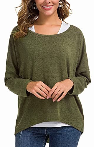 UGET Women's Oversized Batwing Sleeve Pullover Casual Top