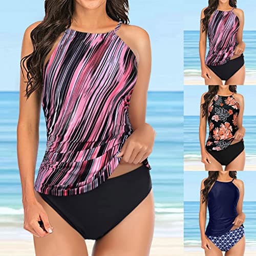 Maidsgop Women's High Waist Printed Strappy Bikini Set