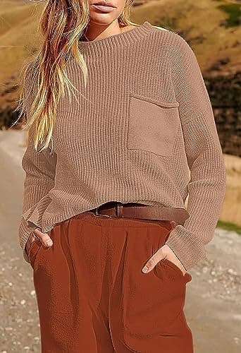 Pink Queen Women's 2024 Fall Knit Sweater Set with High Waisted Pants