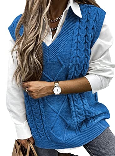 Oversized Women's V-Neck Sleeveless Sweater Vest