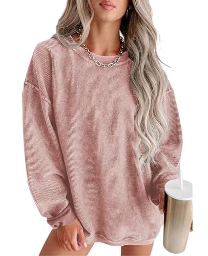SELINK Women's Oversized Corduroy Sweatshirt Casual Long Sleeve Pullover Tops