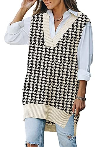 Viottiset Women's Oversized V-Neck Knit Sweater Vest