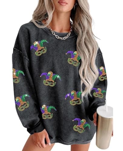 SELINK Women's Oversized Corduroy Sweatshirt Casual Long Sleeve Pullover Tops
