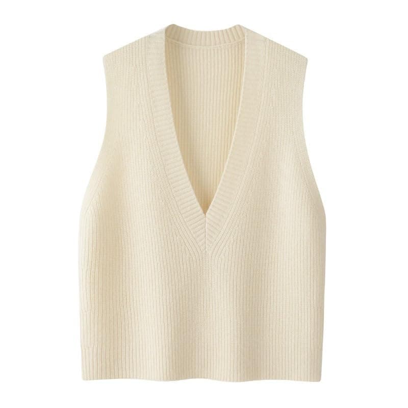 Jinghuiyue Women's Deep V Neck Knit Sweater Vest