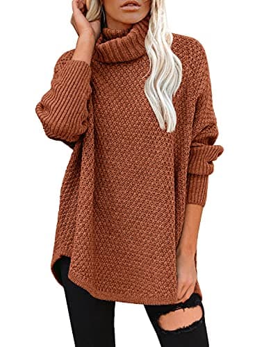 DOROSE Women's Oversized Turtleneck Long Sleeve Knit Tunic Sweater