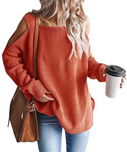 MaQiYa Women's Oversized Batwing Knit Sweater Tops