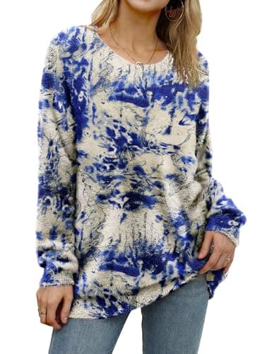 YESNO Women's Oversized Christmas Sweater with Graphic Print Casual Loose Knit Top S01