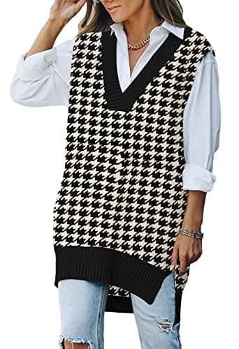 Viottiset Women's Oversized V-Neck Knit Sweater Vest
