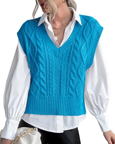 Lueluoye Women's V-Neck Sleeveless Knit Sweater Vest