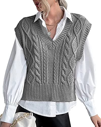 Lueluoye Women's V-Neck Sleeveless Knit Sweater Vest