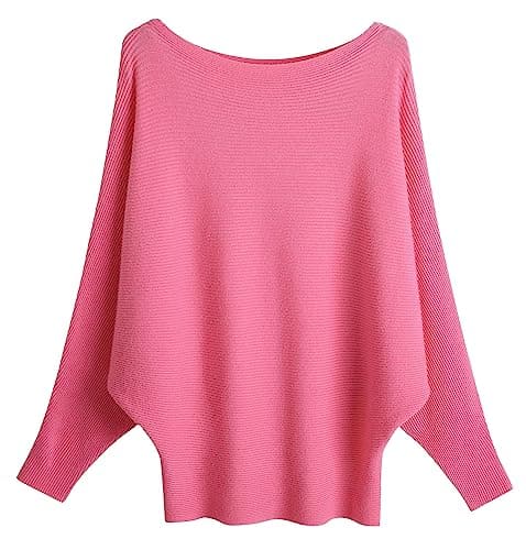 FULIER Women Oversized Batwing Sleeve Knitted Sweater Top