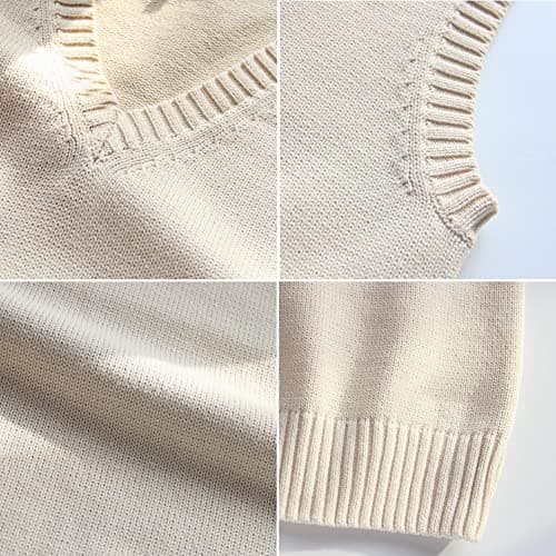 Jinghuiyue Women's Solid Color V-Neck Knit Vest