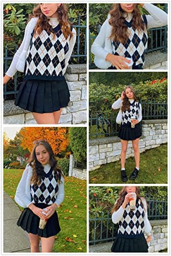 Lailezou Women's V Neck Knit Sweater Vest