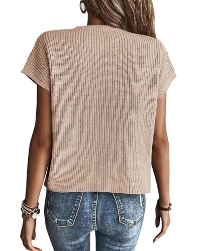 KIRUNDO Women's Trends Short Sleeve Sweater Vest Cotton Knit