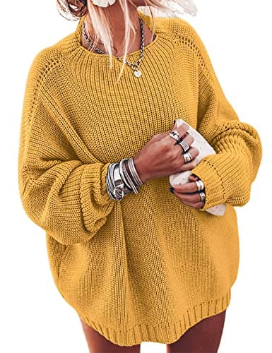 Ugerlov Women's Oversized Batwing Sleeve Mock Neck Sweater