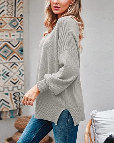 Imily Bela Women's Oversized Tunic Sweater Ribbed Knitija