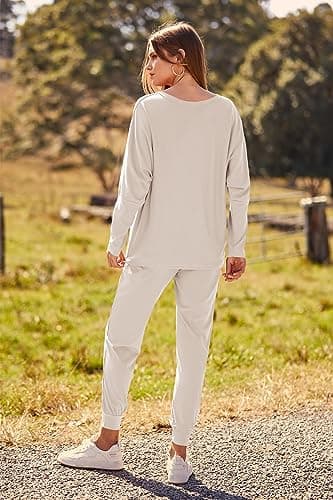 PRETTYGARDEN Women's Spring Fall Fashion 2Piece Sweatpants Long Sleeve Pullover Lounge Set
