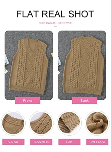 Women's Oversized V-Neck Sleeveless Sweater Vest