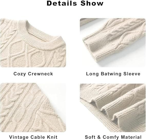 Vamtac Oversized Cable Knit Sweater Casual Loose Top