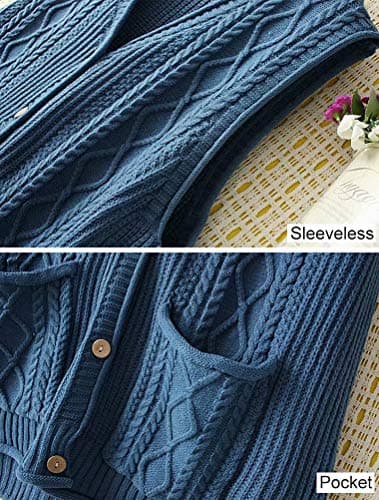 FTCayanz Women's Cable Knit Button Down Sweater Vest Outwear