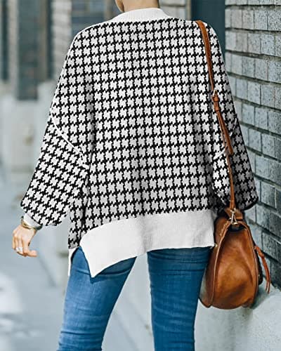 SAUKOLE Women's Oversized Batwing Sleeve Crewneck Knit Sweater
