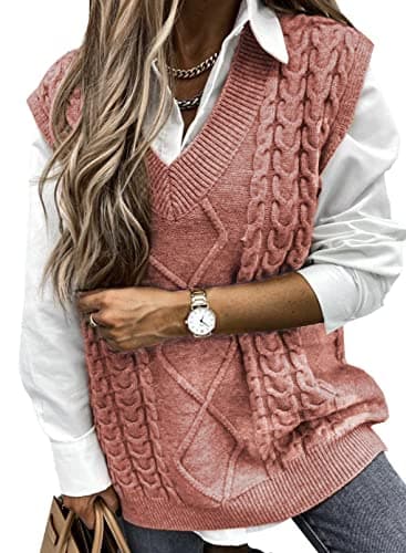 Oversized Women's V-Neck Sleeveless Sweater Vest