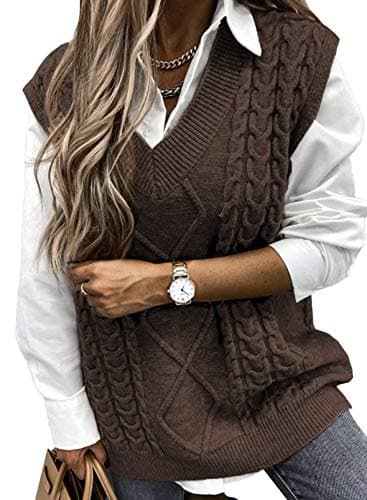 Oversized Women's V-Neck Sleeveless Sweater Vest