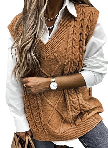 Oversized Women's V-Neck Sleeveless Sweater Vest