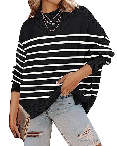 ZESICA Women's Casual Oversized Long Sleeve Ribbed Knit Pullover Sweater Tops