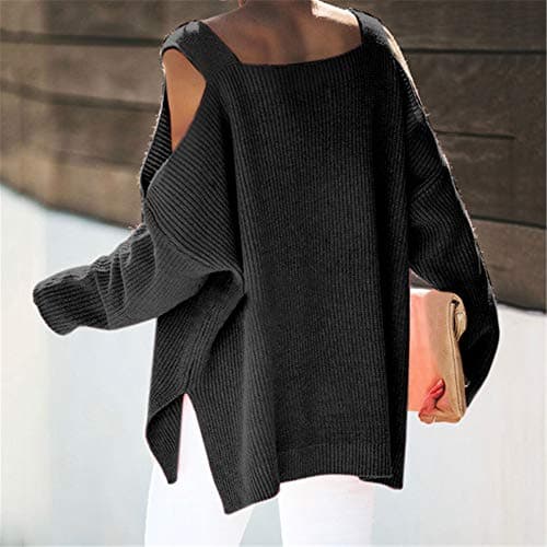MaQiYa Women's Oversized Batwing Knit Sweater Tops