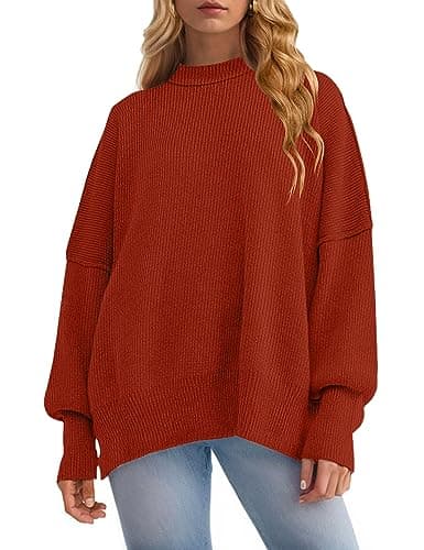 ZESICA Women's Casual Oversized Long Sleeve Ribbed Knit Pullover Sweater Tops