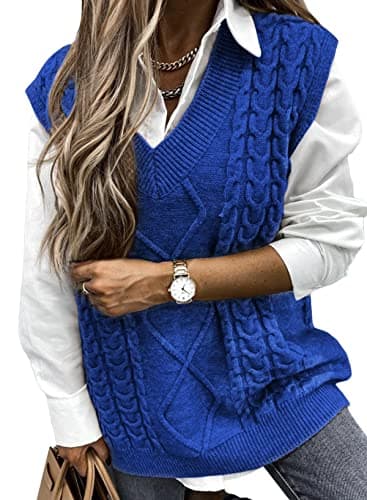 Oversized Women's V-Neck Sleeveless Sweater Vest